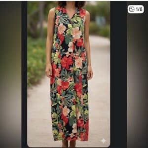 Scarlet Floral Sleeveless Maxi Dress tropical vacation size 12